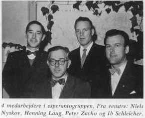 4 medarbejdere i esperantogruppen. Fra venstre: Niels Nyskov, Henning Laug, Peter Zacho og Ib Schleicher.